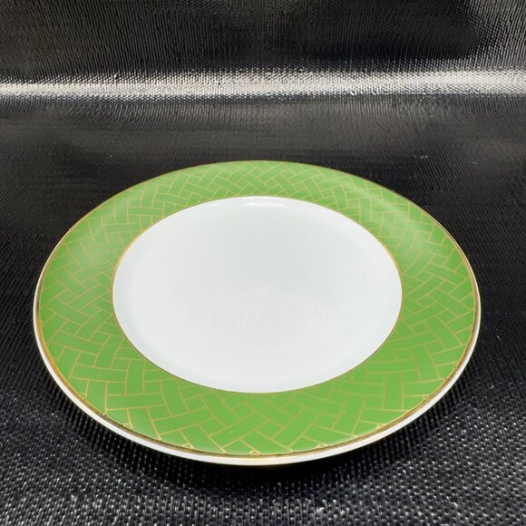 Williams Sonoma Garden Lattice Green Rim 8inch Plate Dish Set 2 New With Sticker - Picture 16 of 16
